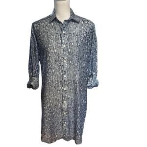 Emily Phillips Women’s Size 3 US S Blue Print Mini Shirt Dress Made in USA